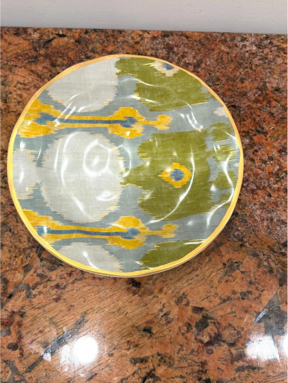 Pottery Barn Ikat Salad Plate Gold Rim